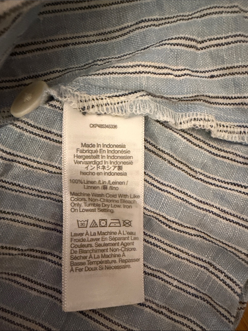 Madewell Pale Blue Striped Button-Front Linen Maxi Dress - Picture 4 of 4